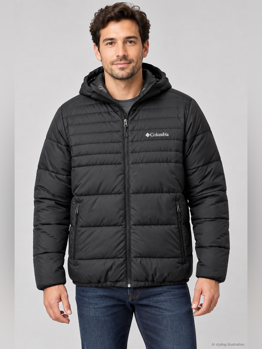 Columbia TurboDown Hooded Puffer Jacket – Black – Large